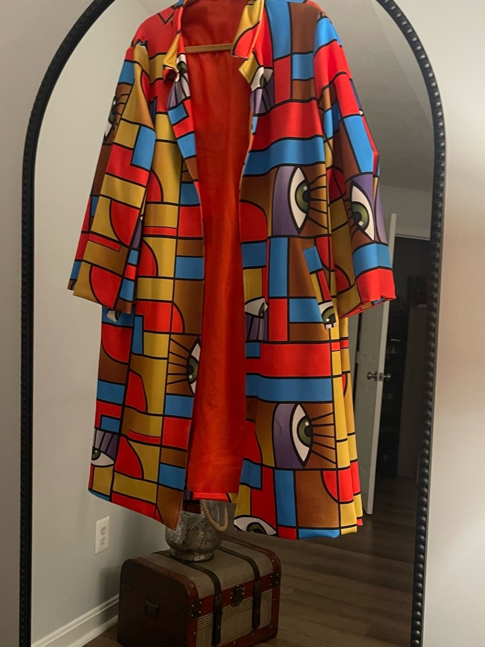 Bold Geometric Multi-Color Women's Coat